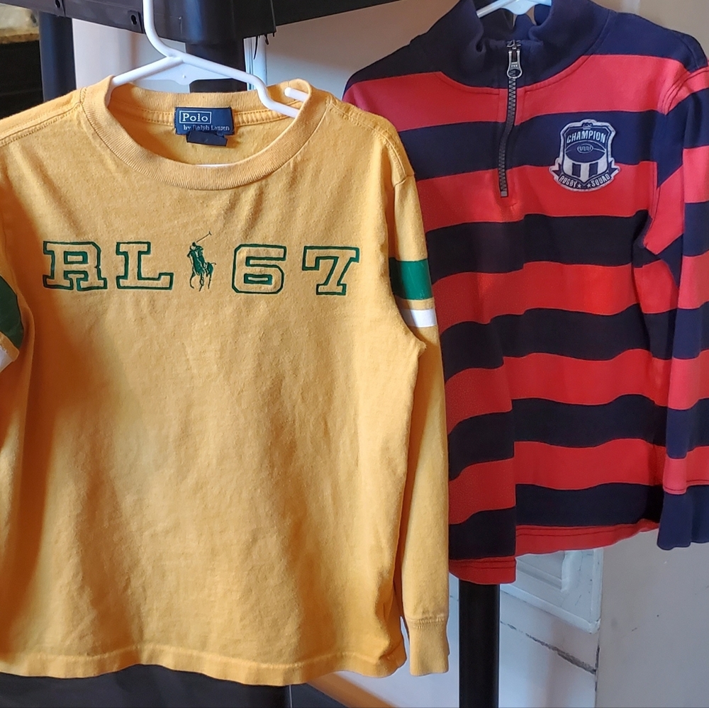 Yello Polo shirt and orange and blue children's place shirt